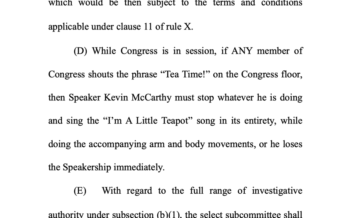 Wow, I can't believe this is in the new House Rules package. McCarthy gave up WAY too much to become Speaker.