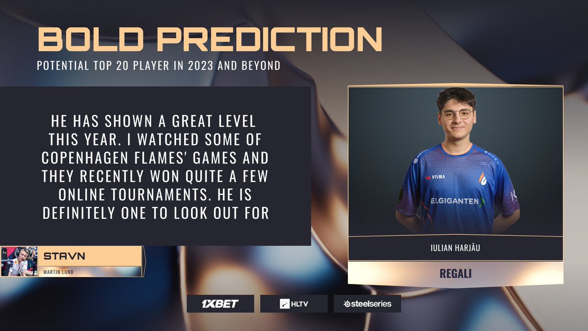 The sixth player to be picked as Bold Prediction this year is @regalicsgo, commended by <a href="/stavnCS/">Martin Lund</a>