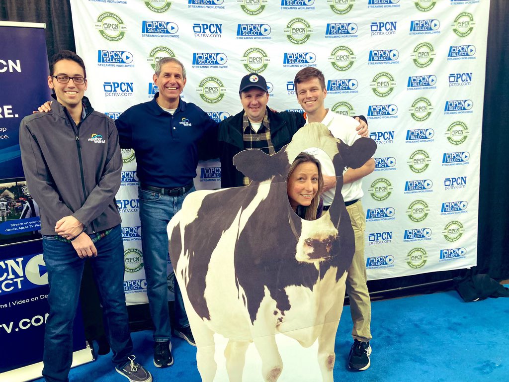Had a blast at the @pcntv booth at #PAFarmShow today. Enjoyed seeing old friends and meeting new ones. Topped off our visit with famous Farm Show milkshakes. A good day! @WxReppert @jmnese @JohnBanghoff @Bilder_CEM @BigUglyMike @WeatherWorldPSU #milkshakesmiles70