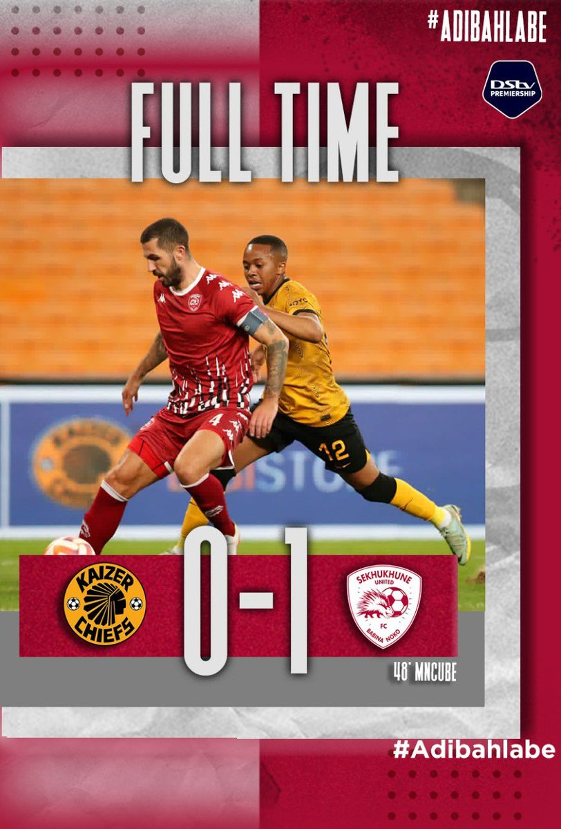 SekhukhuneFc's tweet photo. FULL TIME ‼️

⏰9️⃣0️⃣+4️⃣

Kaizer Chiefs 0️⃣-1️⃣Sekhukhune United FC 

🦔🦔🦔

#Adibahlabe #DSTVPREMIERSHIP https://t.co/yCCVGQkHHW