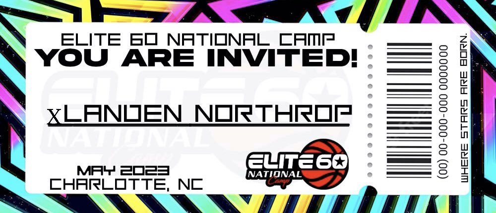 Class of 2026 6’4 Hooptown Elite (WA) Landen Northrop has been INVITED to the Elite 60 National Camp.
