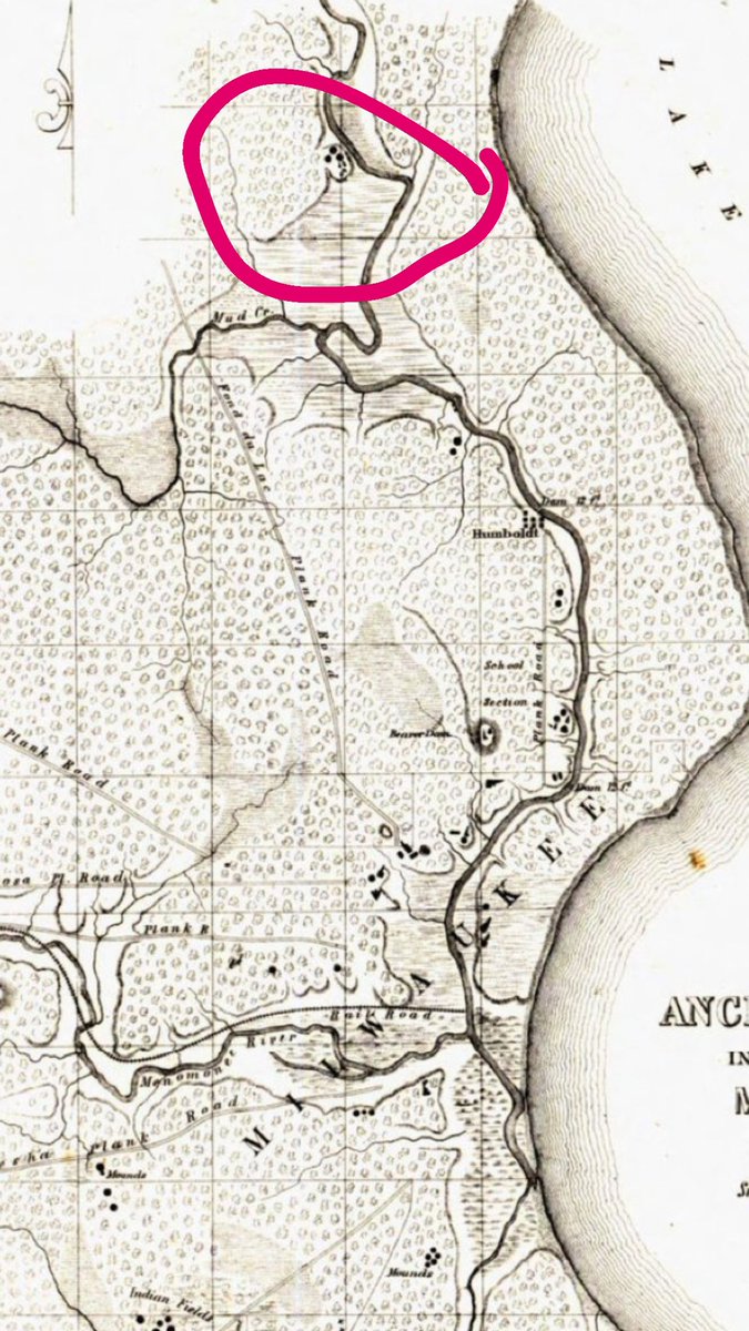 ChuckDoom's tweet photo. @DrGregLittle2 Dr. Little, I went to Parkway School elementary in Milwaukee 1988.
Please see the attached.  Circled in red is what we call Parkway Woods.  Our school owns it.  That’s the exact location you show on the 1838 survey of burial mounds on the Milwaukee river bend. https://t.co/Hk6WMLhvCy