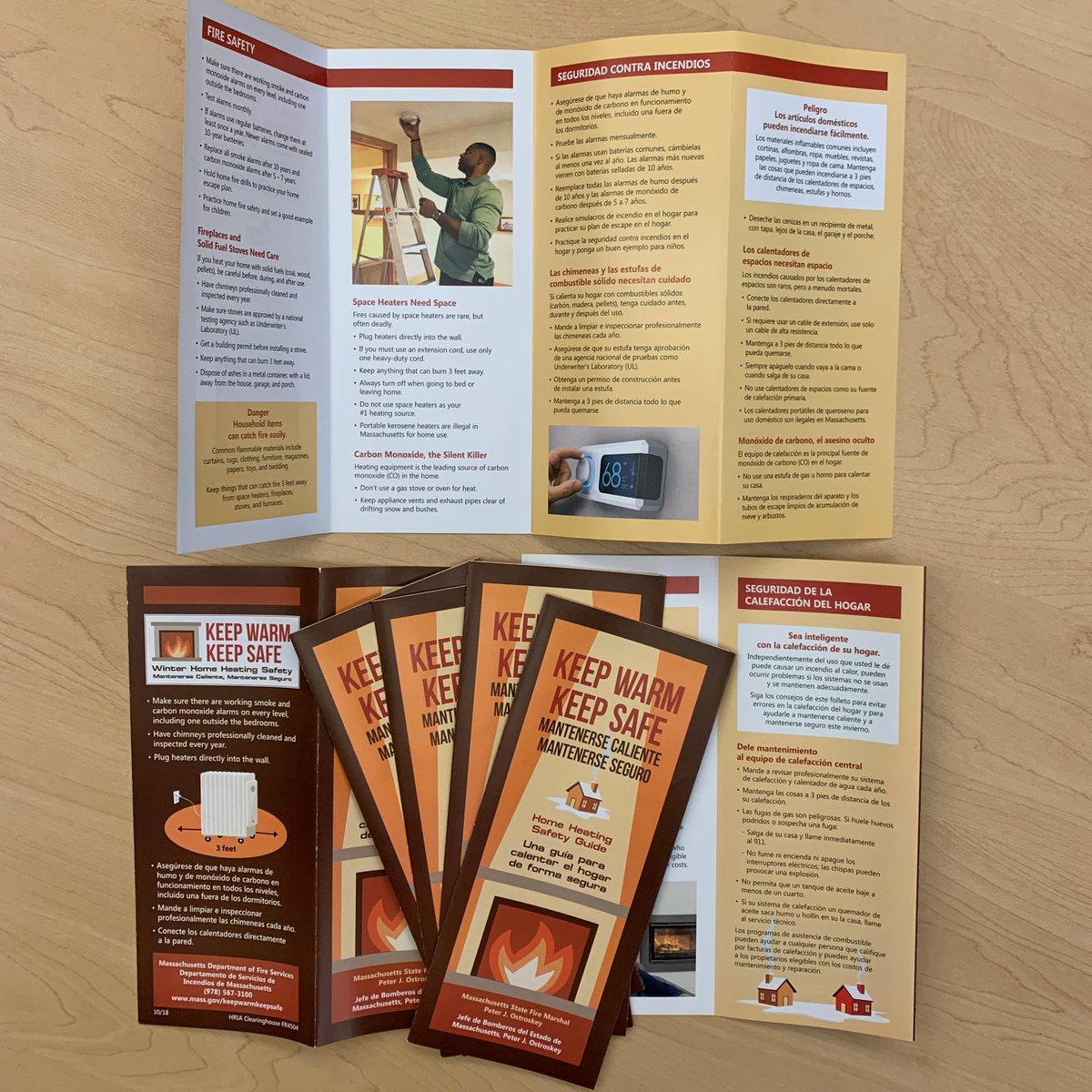 MassDFS's tweet photo. Attn #HealthCare providers: Heating is the #2 cause of house fires and #1 source of carbon monoxide. #DYK you can order our bilingual #KeepWarmKeepSafe brochures for your office, health center, or service agency? Let's help residents stay safe this season: https://t.co/NhDYCZAJvh https://t.co/MOMlrWTDgu