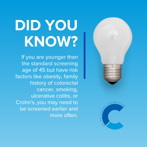 ColonCancerFdn's tweet photo. Young people aren't exempt. Please be vigilant. #LetsGetScreened https://t.co/0r2oKvEBzY