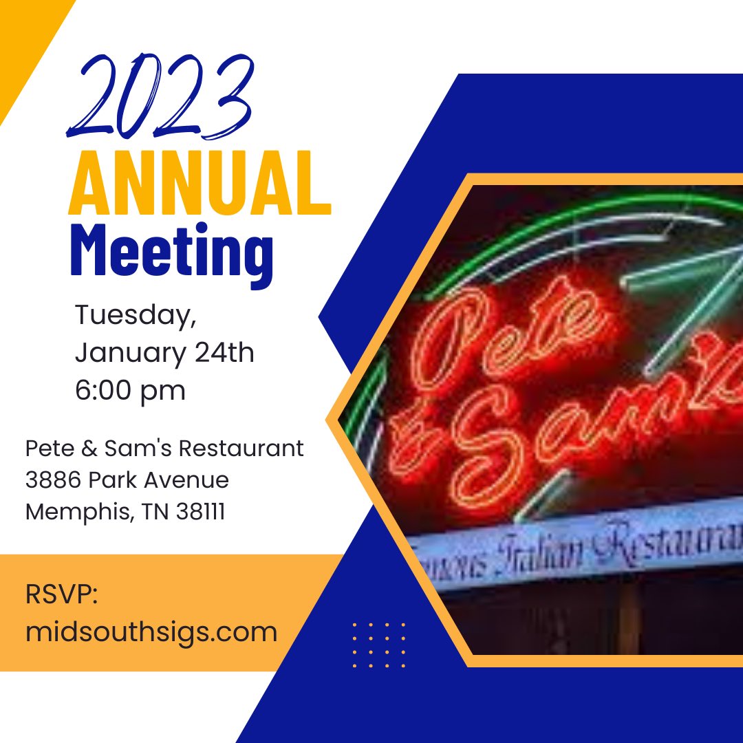 Happy New Year brothers! Make plans to join us at Pete &amp; Sam’s on January 24th at 6pm. We will discuss last year and look forward to what 2023 has for us as an alumni chapter! Invite fellow alumni brothers and we will see you there!

RSVP: midsouthsigs.com/events-3