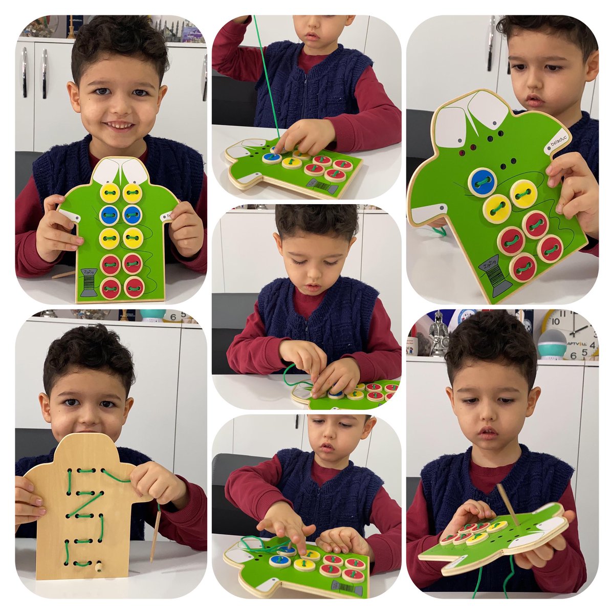 🪡🧵Zig Zag🪢🧶
🪢bağlantısal düşünme
🍭renk tanıma,
🧐seçici dikkat
⚙️psikomotor
🌍ince motor
🐢özbakım becerilerimizi geliştirdik😊✋🏻

#tazof 
#akilvezekaoyunlari