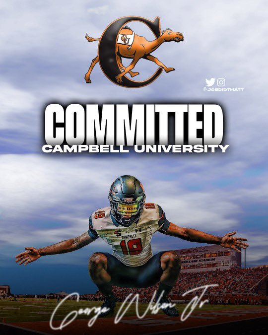 _iamgeorgejr's tweet photo. 100% LOCKED in with Campbell University! READY to be PART of the FAMILY!! 

LETS WORK!!!...

@CoachPFMiller
@CUCoachMinter 
@CoachChiappelli 
@GoCamels🐪🐪 https://t.co/ExOsWdeAtk