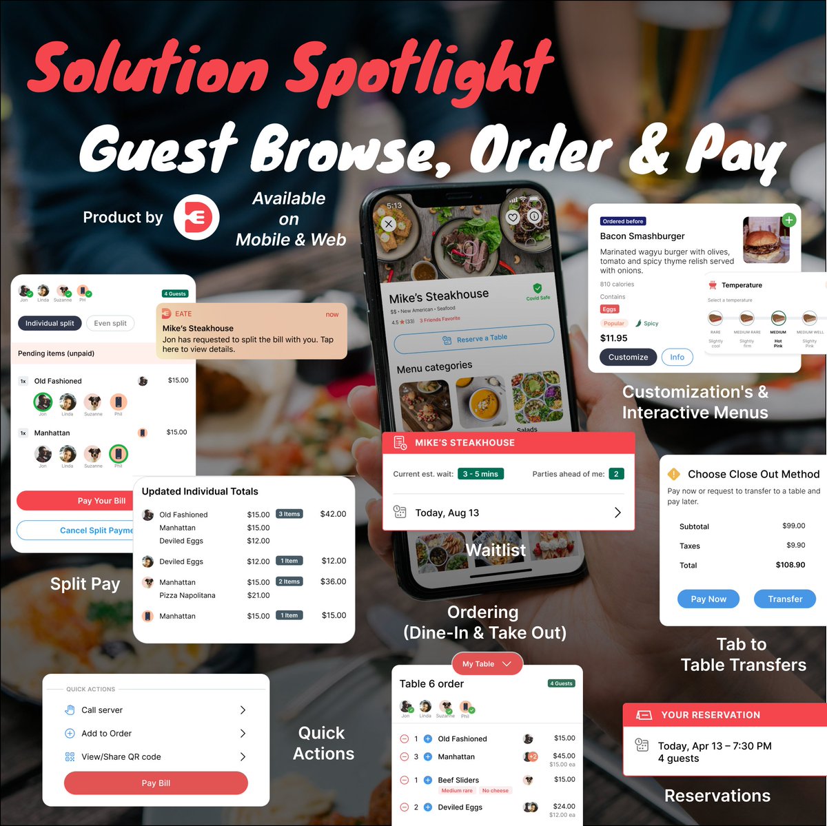 Provide your guests with the ability to locate, browse the menu, order, pay and much more all through their preferred device! #LetsEate😋 #EateApp📲