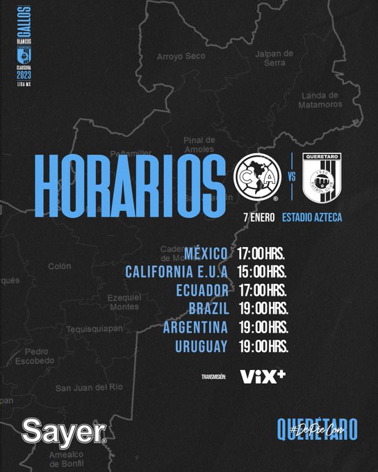 Mira la guía de horarios en diferentes partes de Latinoamérica para seguir el América vs. Querétaro.