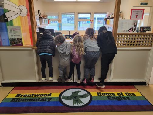 Brentwood Elementary is looking a lot brighter with our new rainbow carpet! Thank you @brentwoodpac for supporting this school initiative. The students are loving this new inclusive addition! @sd63schools #inclusiveschools #eaglessoartogether