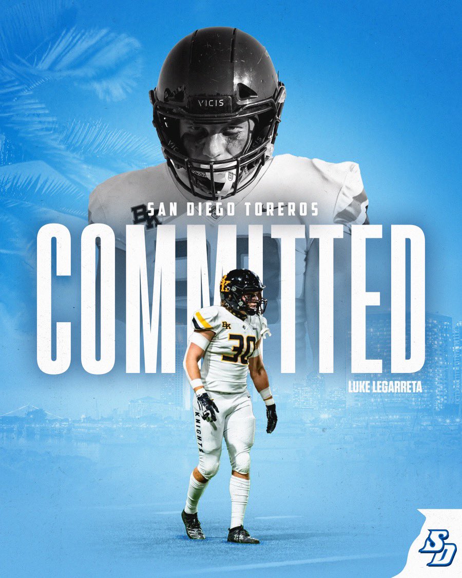 Finally, 100% committed go <a href="/USDFootball/">San Diego Football</a> let’s get it! 🔵⚪️ <a href="/CoachBobbyJay/">Bobby Jay</a> <a href="/uofsandiego/">USD</a> <a href="/BKKnightsFB/">Bishop Kelly Football</a>