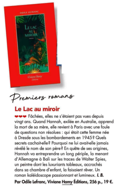 Merci <a href="/MagAvantages/">MagazineAvantages</a> pour cette chronique du roman "Le Lac au miroir" d'<a href="/OdileLefranc/">OdileLefranc</a> 📕

#rentreelitteraire