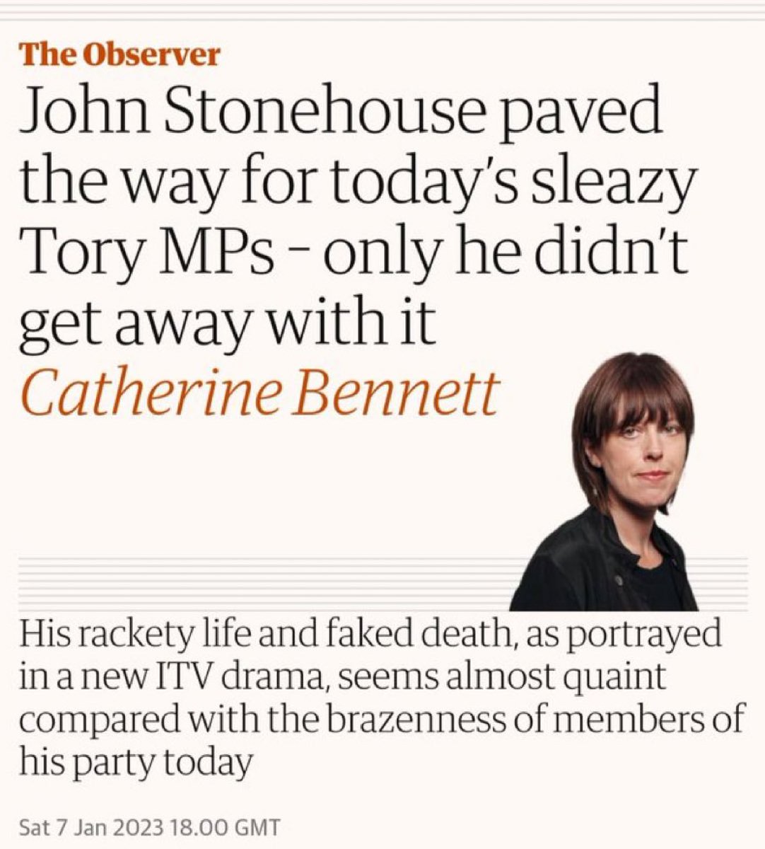 DrGABaines's tweet photo. Guardian/Observer standards are as high as ever. With journalist Catherine Bennett seemingly unaware John Stonehouse was a Labour MP. https://t.co/oWbBPHSbgy