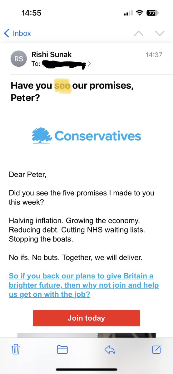 I’ve no idea how Rishi Sunak got hold of my address but I think he needs to retake his English Language GCSE.
Apart from the highlighted error, his grammar and punctuation is far from what I was taught at school.

#RishiSunak #Conservatives #conservativememes