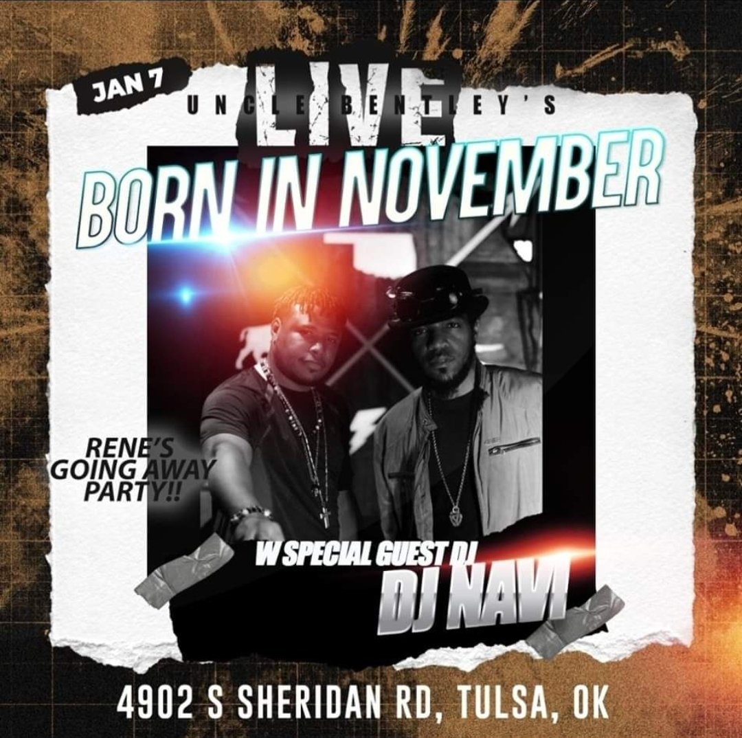 BornNnovember's tweet photo. BORN IN NOVEMBER LIVE TONIGHT!! at Uncle Bentley's Pub &amp; Grill in TULSA, OK. YEEEAAAH!! 😁🤣🎊🎉💃🕺 https://t.co/43l0BrIqOQ