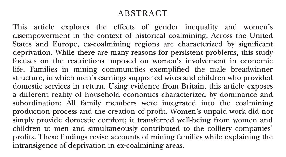 Ryah Thomas (@hastyweetweet) on Twitter photo (1/5) ‘The Best Job in the World’ out now in <a href="/FeministEcon/">Feminist Economics</a>, co-authored with Jane Humphries. UK economists and policymakers have underestimated the significance of gendered labor in #coal mining. bit.ly/3ZlOi5w @luhc <a href="/OxfordESH/">Oxford Economic & Social History</a> (1/5) ‘The Best Job in the World’ out now in <a href="/FeministEcon/">Feminist Economics</a>, co-authored with Jane Humphries. UK economists and policymakers have underestimated the significance of gendered labor in #coal mining. bit.ly/3ZlOi5w @luhc <a href="/OxfordESH/">Oxford Economic & Social History</a>
