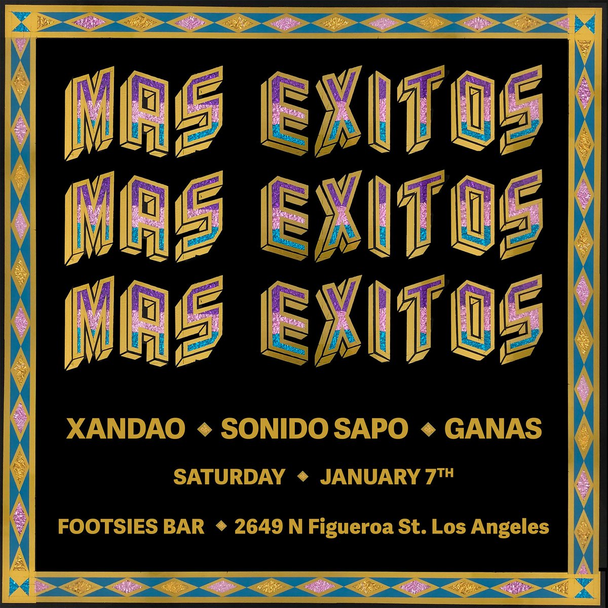 Más Éxitos is in full effect tonight with @xandao_sound @og_ganas @dogtoad aka Sonido Sapo. @footsiesbar Saturday January 7th 10-2 #eldiscoescultura @discos_rolas