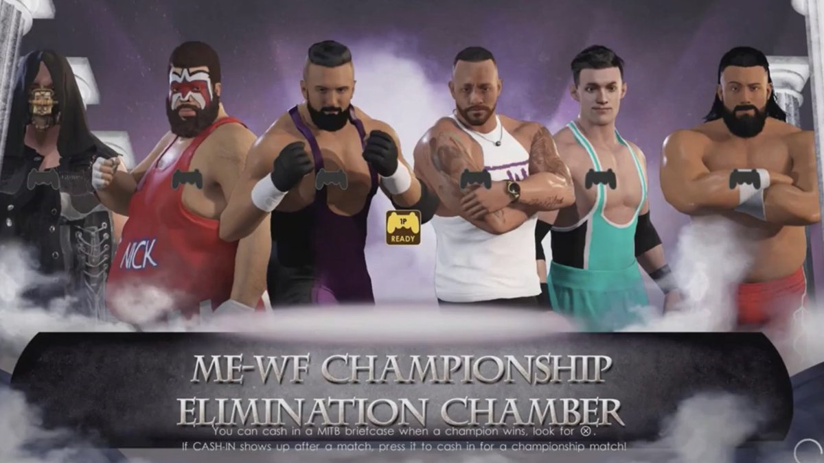 MEWFederation's tweet photo. I’m our main event, @Dfreedom30 put his ME-WF Championship on the line in a Elimination Chamber against #JasonHolbrook, #BigNick, #AndroMega, #KinzerKeel, &amp; @jakeboski!!! https://t.co/tEBhfdFHHK