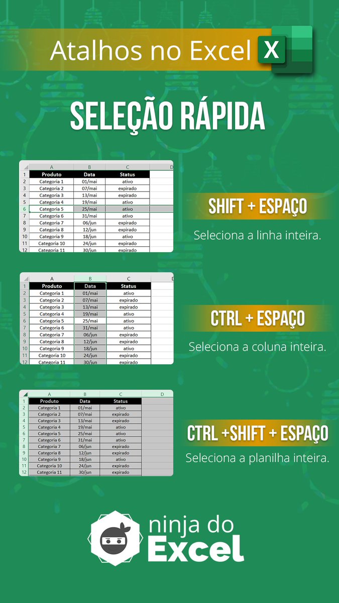 ProfeLima's tweet image. [DICA RÁPIDA]💡

Vamos aprender junto?

ATALHOS DE TECLADO NO EXCEL
Muitas vezes trabalhamos em planilhas com muita informação e com muitas funcionalidades. 
Quando conhecemos os atalhos do Microsoft Excel, ganhamos tempo.

Como usar?
segue o passo a passo...
#ficaadica TmjAdf
