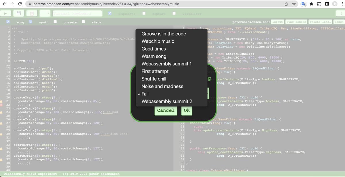 salomonsen_p's tweet image. WebAssembly Music editor v0.0.34 is out.

supports working with multiple songs in one git-repository ( powered by wasm-git ).

github.com/petersalomonse…