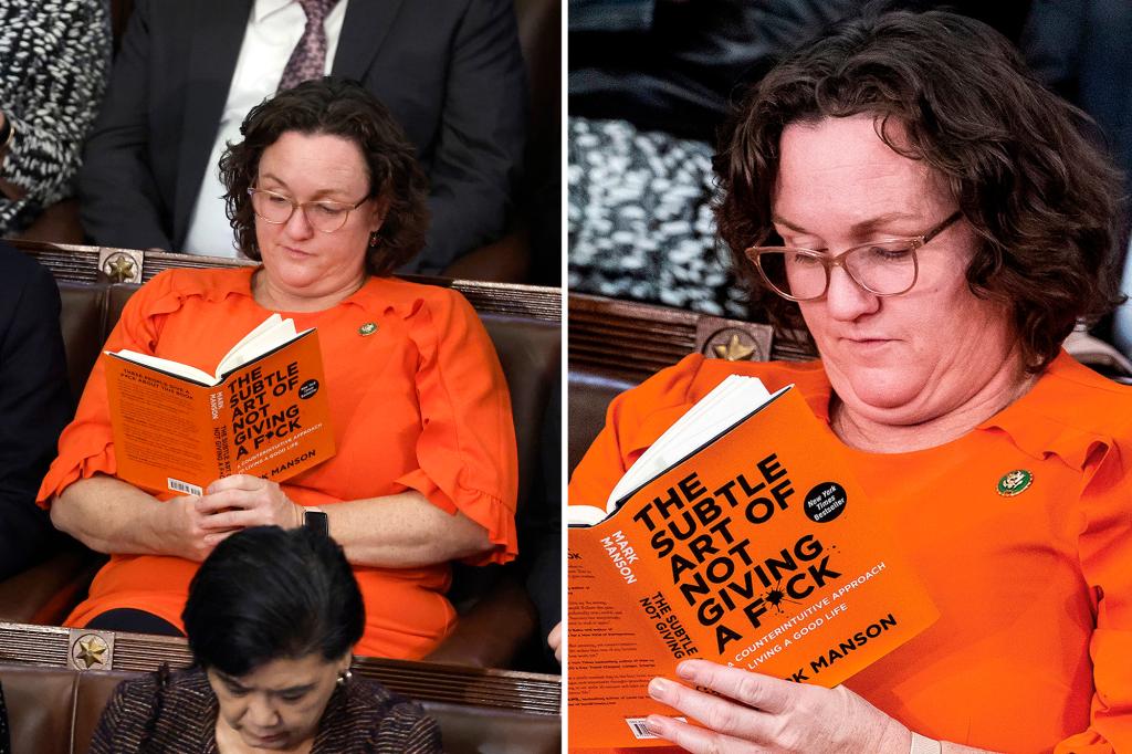 Katie Porter reads 'The Subtle Art of Not Giving a F–k' during speaker vote trib.al/vmPsgXt