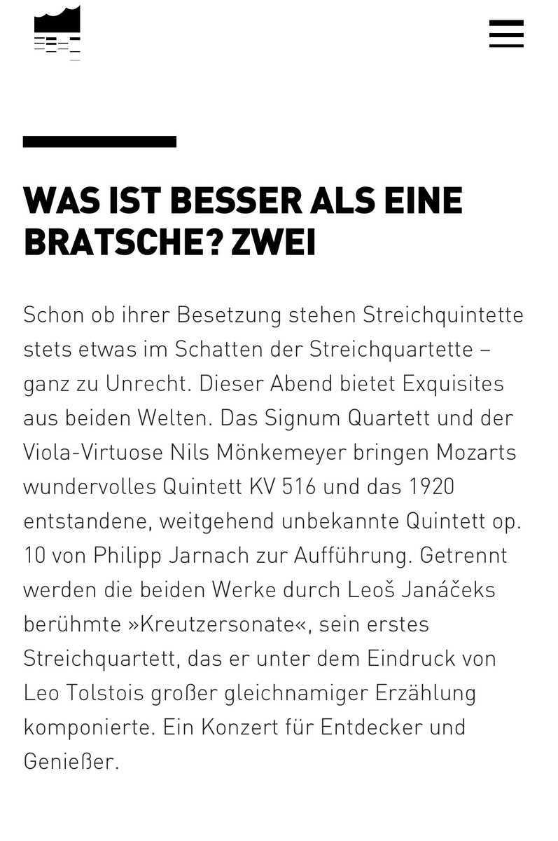 We’re starting our year with a viola fest at the <a href="/elbphilharmonie/">Elbphilharmonie</a>! Such a joy to be making music with Nils Mönkemeyer, playing some of the most beautiful quintet repertoire there is! The early quintet by Jarnach is a find and deserves to be played a lot! <a href="/KammermusikHH/">Kammermusikfreunde</a>