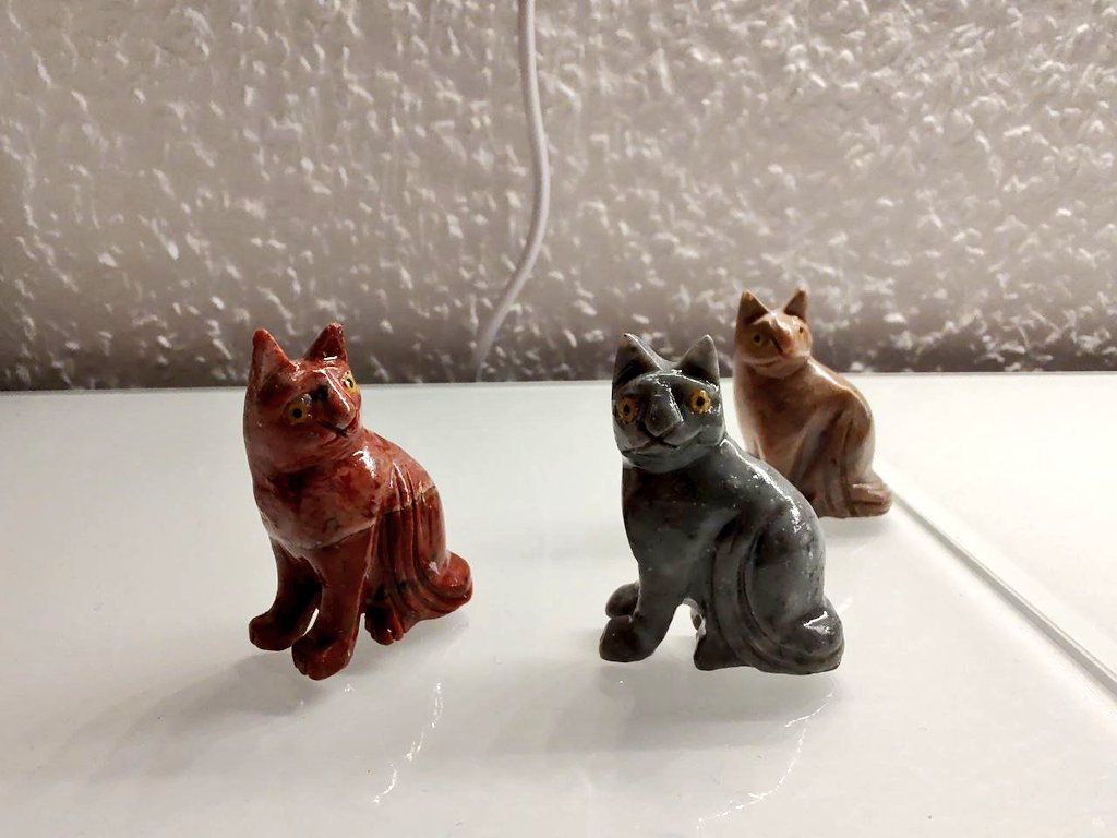 GeologistsCat's tweet image. Today this 3 #cats made of #soapstone moved in. On the #MohsScale this #mineral/#rock has a hardness of 1 like #talc. Soapstone is mostly made of #metamorphic talc so this is no surprise. No surprise is also that my fur is even softer😸
#CatsOfTwitter #geology