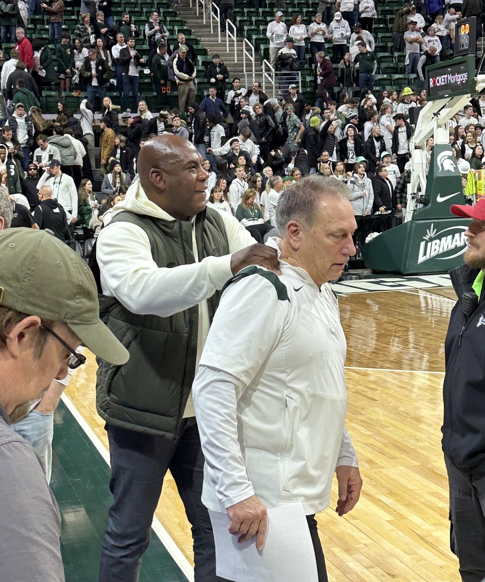 JustinThind's tweet photo. Mel Tucker &amp; Tom Izzo, post-UM win. https://t.co/zYMehFRvk4