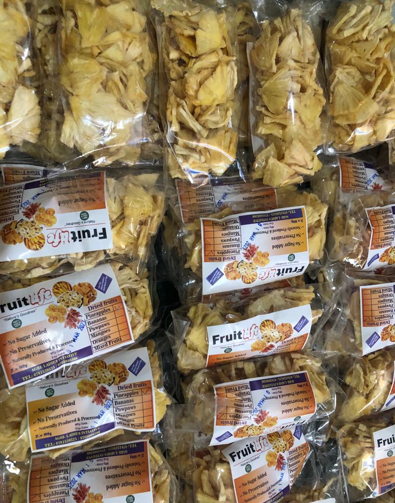 Value addition in agriculture is a key to improve agriculture and food security. Here I came up with drying fruits like pineapple, mangoes, paws, jackfruit, apple banana etc.I supply to whole sales, retail stores and individual client. 
Make your order and get the best products.