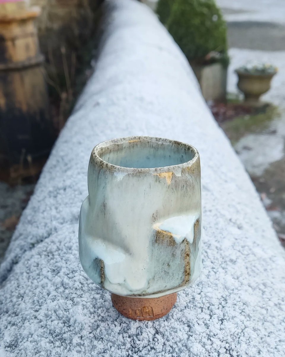 Tea bowl on the frosty wall outside my studio. 

Nuka glazed with carved ledges 9 cm. 

This and other work will be available on my new website in 2023...

#teabowl  #nuka #vase