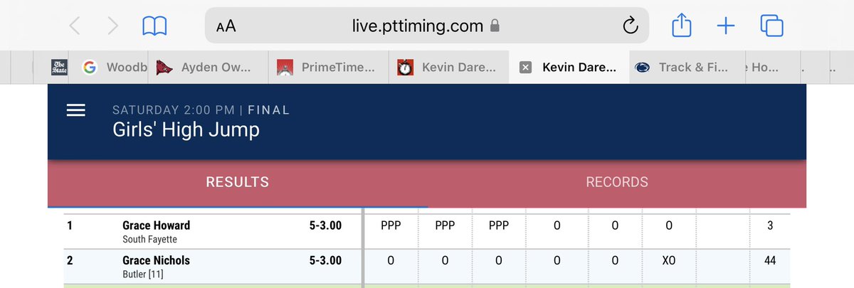 Which Grace will prevail in the girls HJ at <a href="/PennStateTFXC/">Penn State Track & Field/Cross Country</a> as the bar goes to 5-5? <a href="/PennTrackXC/">MileSplit Pennsylvania</a> <a href="/sflionssports/">South Fayette Sports</a> <a href="/ButlerTandF/">Butler Track & Field</a>