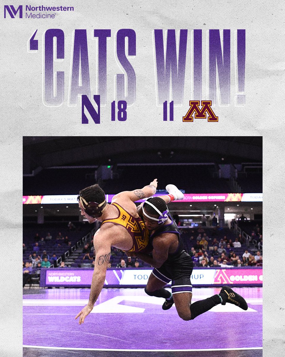 'Cats rack up 6⃣ victories in an 18-11 win over #9 Minnesota! 

#GoCats | #B1GWrestle