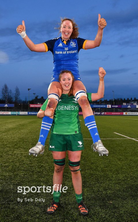 Sisters Aoife McDermott of Leinster and Sonia McDermott of Connacht after the Vodafone Women’s Interprovincial Championship Round One match at Energia Park today! 📸 @sebaJFdaly sportsfile.com/more-images/11…