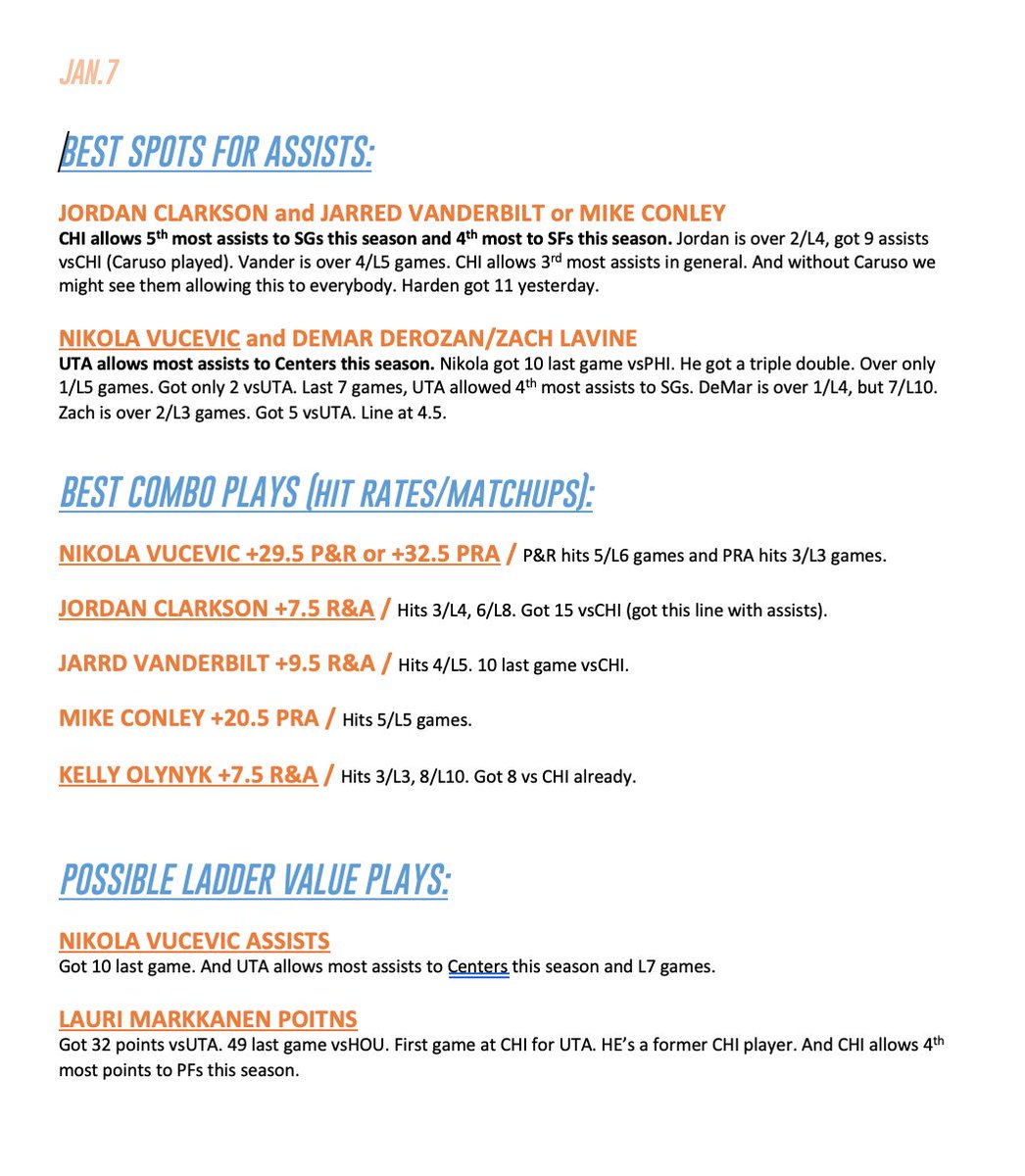 NBA Pick of the Day on Twitter "🎯 BEST SPOTS for UTA CHI. Players