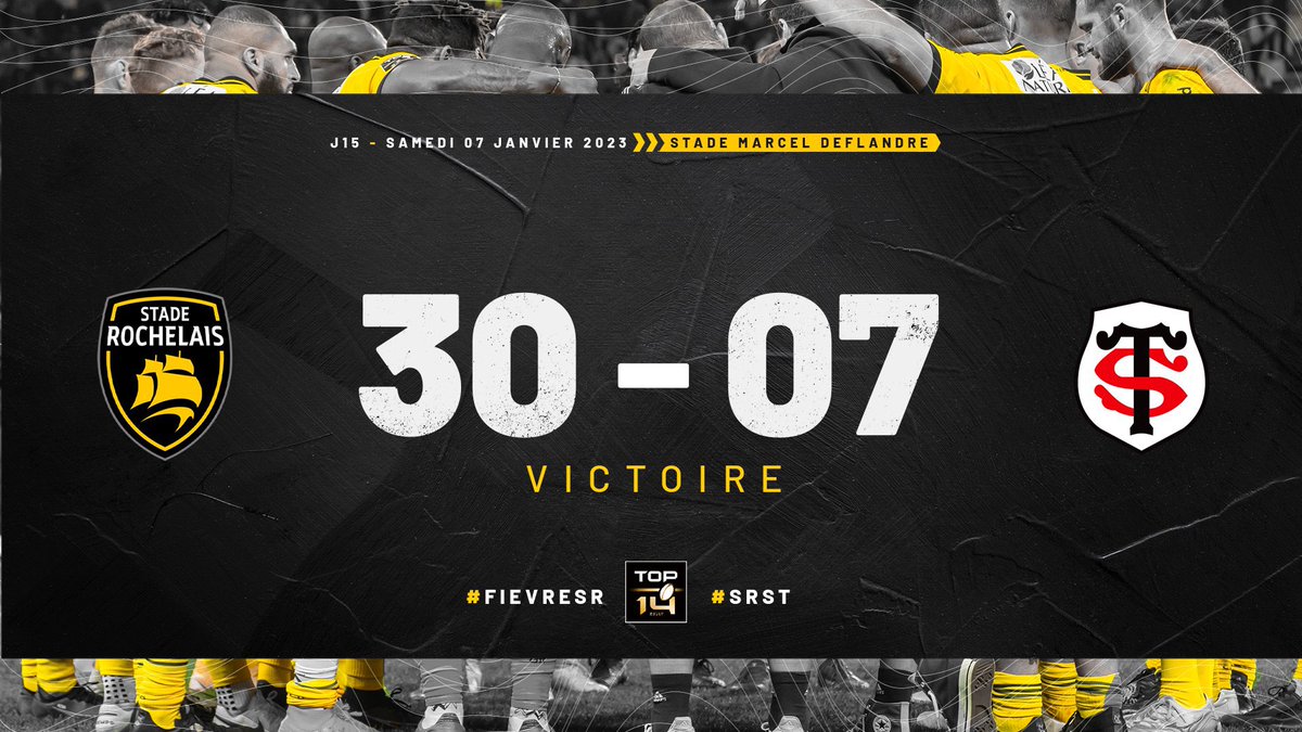 Ce soir, La Rochelle, c’était to win 💛🖤et pas to lose🔴⚫️! Bravo à nos Jaune et Noir qui battent Toulouse 30-7 🏈🏈@staderochelais @TeamSRochelais @ClubBagnards #FievreSR