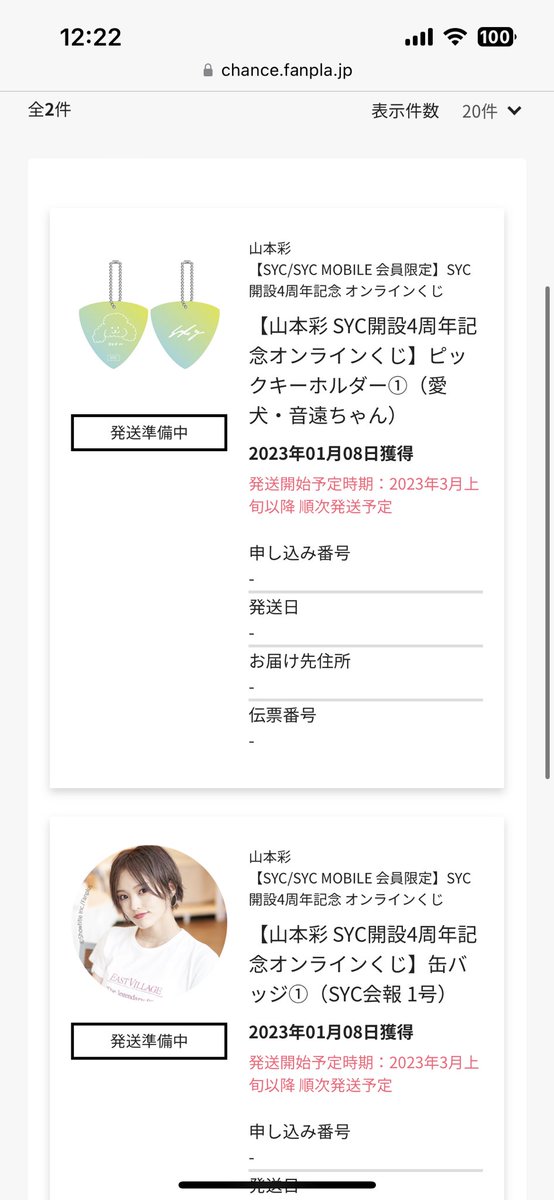 山本彩オンラインくじ