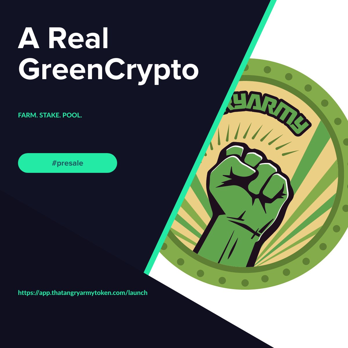 angryman113's tweet photo. Presale now live 🚀
AngryArmy Token - a greencrypto project (farm/stake/pool) that funds local green community projects.

#greencrypto #eth #blockchain #binance #traders #cryptomarket #cryptoinvestor #forexlifestyle #saveforest #supportthechange #savetheearth #upsetplanet #cl... https://t.co/5eFWk19Cy1