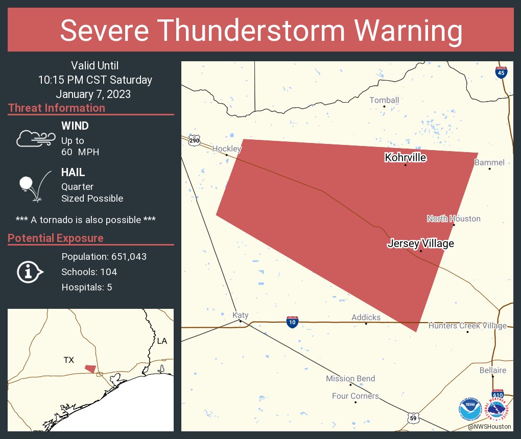 NWS Houston on Twitter "Severe Thunderstorm Warning including Jersey