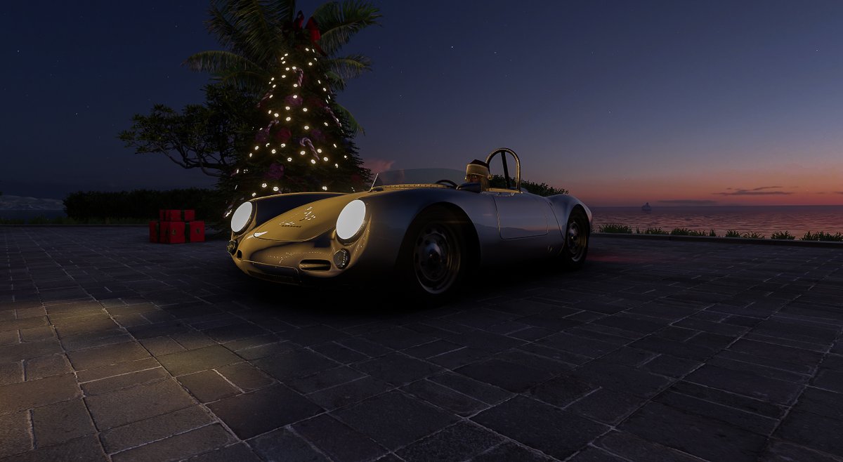 cptclo's tweet photo. Santa had a great Christmas in Forza!  
Car: Porsche 550 Spyder
#Porsche #ForzaHorizon5 #Christmas https://t.co/dbiRamm6zO