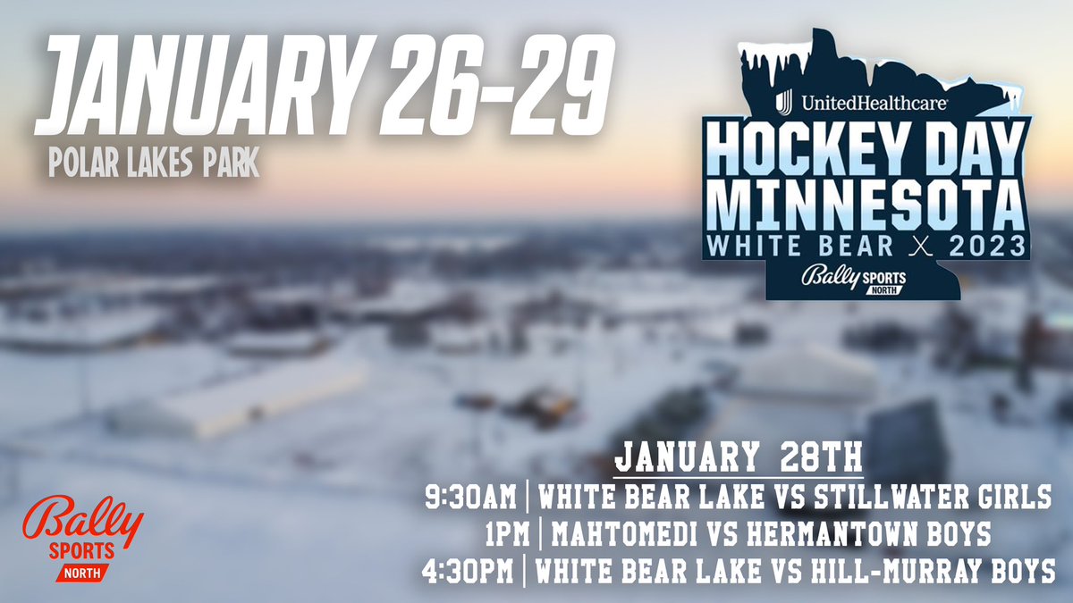 Just 3 weeks away…

January 28th | White Bear Lake vs Hill-Murray | 4:30pm on @BallySportsNOR 

#HDM2023 

📸: @brennansphoto