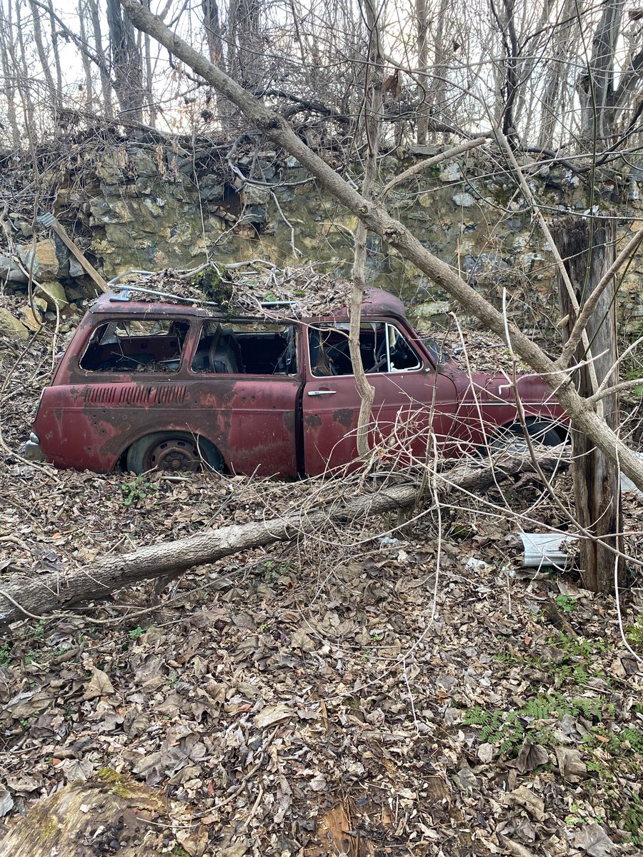 fxroque's tweet photo. A barn find in the wilderness of Berryville VA. (The barn collapsed years ago but the contents have endured) My father-in-law, a submariner, brought the Honda back from Japan after a stop there in the early 70s. #DavesCarIDService. https://t.co/wsDwmDmR9w