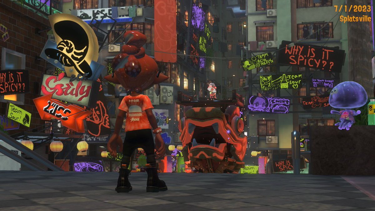TurtleM0on's tweet photo. It's all about the last 30 seconds 🕰 #TeamSpicy #Splatfest #Splatoon3 https://t.co/XbLT43bfcH