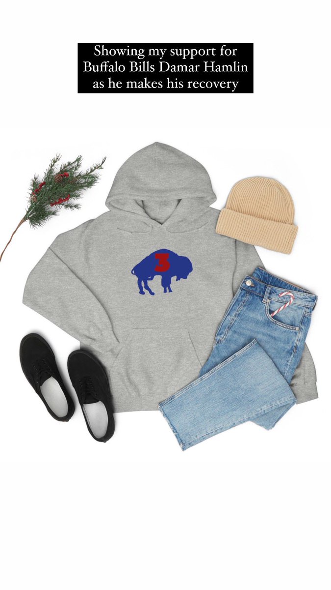 Dawn4472's tweet photo. Showing our support for Damar Hamlin as he recovers. All proceeds will be donated to his charity. https://t.co/9jEaQBRLiq #DamarHamlinStrong #BuffaloBills #BillsMafia https://t.co/LfV8WPivcF