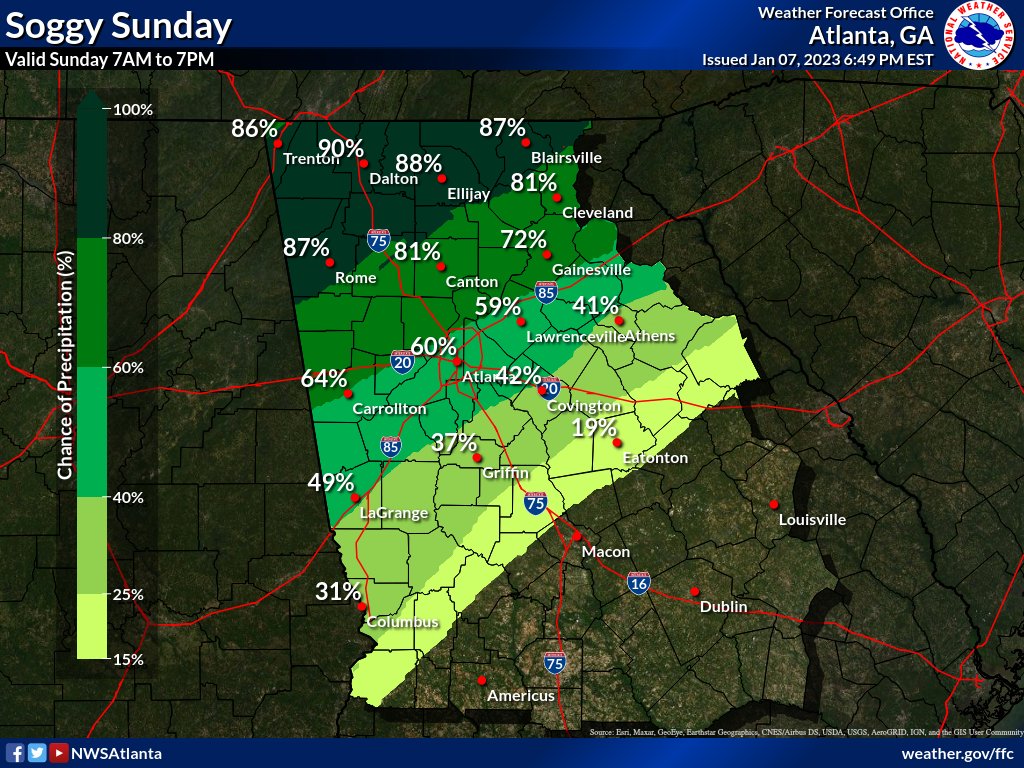 NWS Atlanta on Twitter "A 🌧️☔soggy☔🌧️ Sunday is on tap for some
