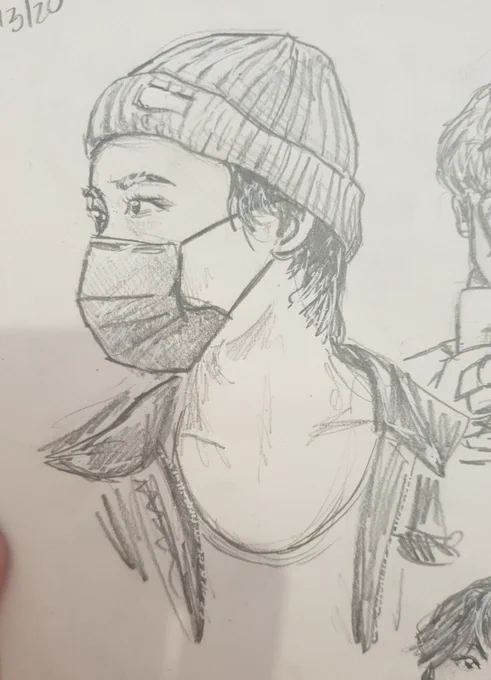 found one of my first ateez drawings in an old sketchbook from 2020 