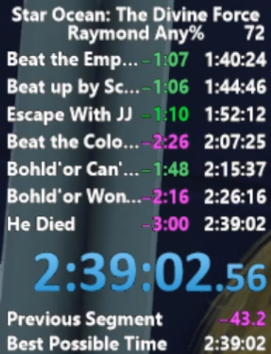 Solarcell007's tweet photo. One of my favorite parts of speedrunning is the back-and-forth trading of records. Got wrekkie back this morning, but let's see how long it stands! The Divine Force is a blast to run! @StarOcean https://t.co/8tIBw9H7wX