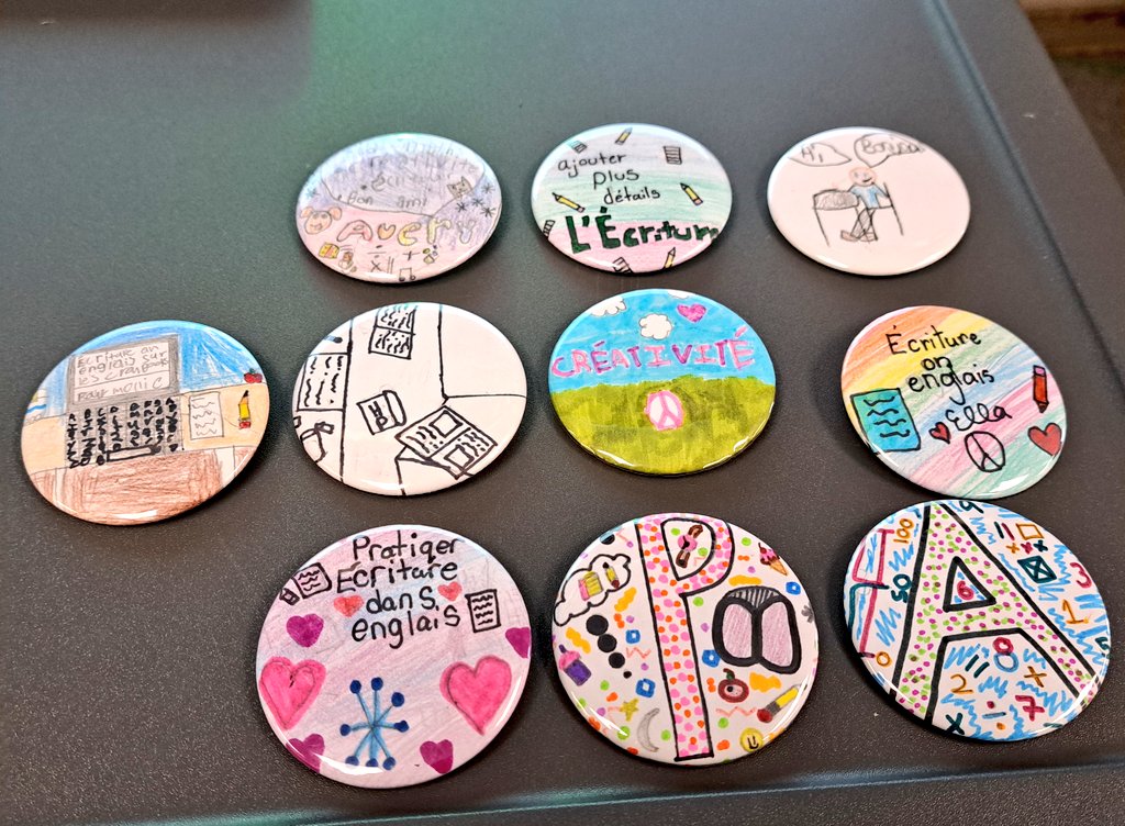 MmeMac18's tweet photo. Students made buttons with their individual learning goals this week!

It was a fun way to work on goal setting that is meaningful and student-driven! 👍⭐️ @ALJ_official @brilliant_labs @HRCE_NS https://t.co/ozJMtA8wPW