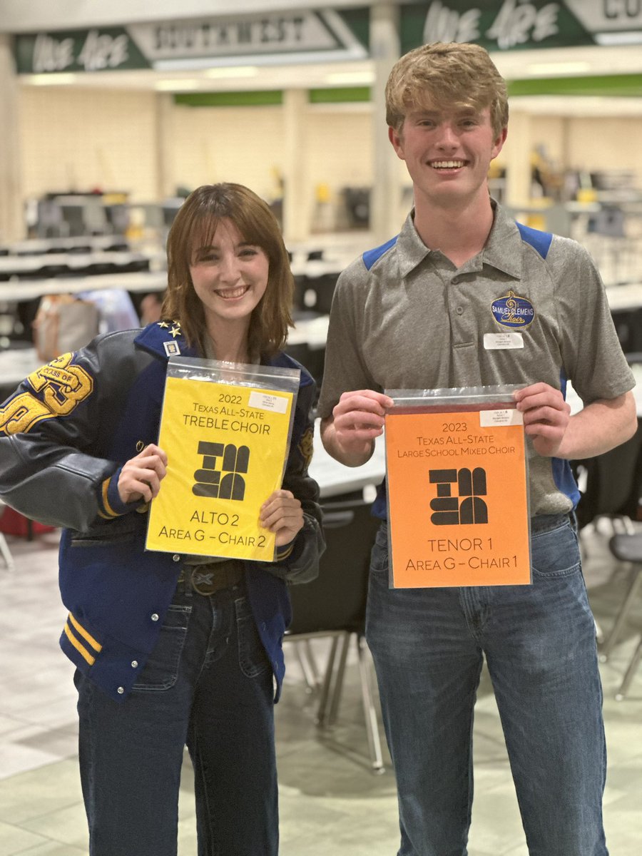 Samuel Clemens Choir (@samclemenschoir) on Twitter photo Congratulations to Morgan Ahrens and Olivia Garcia for earning a spot in a TMEA All-State choir today at Area auditions!! 💛🎶🦬🎶💙 <a href="/SamuelClemensHS/">Clemens High School</a> <a href="/SCUCISD/">SchertzCiboloUC ISD</a> <a href="/scucfinearts/">SCUC ISD Fine Arts</a> Congratulations to Morgan Ahrens and Olivia Garcia for earning a spot in a TMEA All-State choir today at Area auditions!! 💛🎶🦬🎶💙 <a href="/SamuelClemensHS/">Clemens High School</a> <a href="/SCUCISD/">SchertzCiboloUC ISD</a> <a href="/scucfinearts/">SCUC ISD Fine Arts</a>
