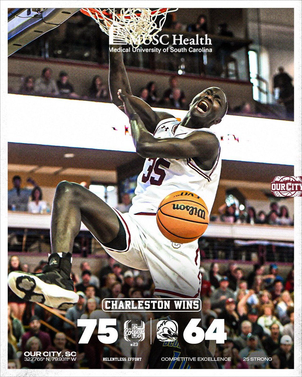 CofCBasketball's tweet photo. Protected Our House.

#OurCity 🌴🏀 https://t.co/pELWK5wSEr