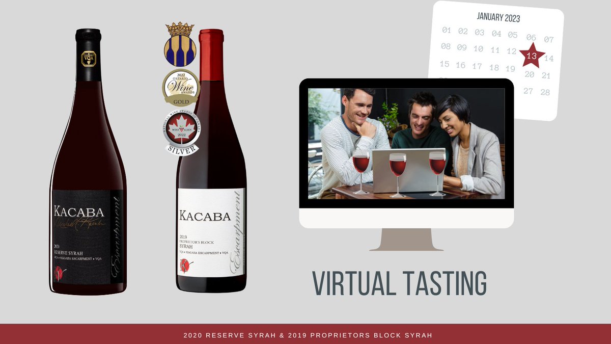 KacabaVineyards's tweet photo. We'll kick off Week 1 of our #VirtualWine Series with Syrah! Visit https://t.co/mNDwhR0dfu to view the weekly schedule & to order your package! #VirtualWine #VirtualWineTasting #VQA #VQADelivery #OnWine #OntarioWine https://t.co/dDlnAX7VHT